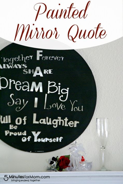 Painted Mirror Quote / by Busy Mom's Helper for 5MinutesForMom.com #craft #homedecor Diy Gifts For Dads, Diy Painted Mirror, Painting Mirror Frames, Mirror Quotes, Easter Paper Crafts, Craft App, Painted Mirror, Gifts For Dads, Mirror Frame Diy