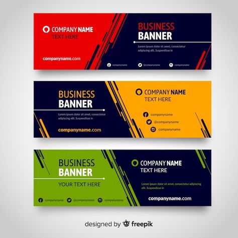 Flat banners Premium Vector | Premium Vector #Freepik #vector #banner #abstract #design #template Business Company Names, Company Banner, Best Banner Design, Banner Design Layout, Banner Web, Best Banner, Desain Buklet, Design Café, Banner Design Inspiration