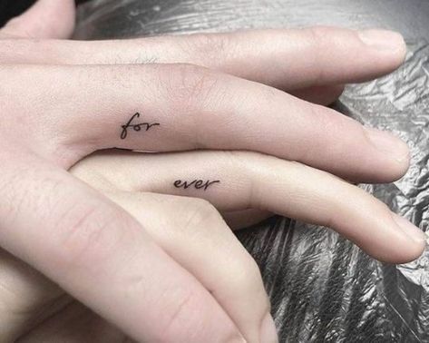 Couple Tattoos With Meaning, Finger Tattoos For Couples, Best Couple Tattoos, Cute Matching Tattoos, Small Matching Tattoos, Cute Couple Tattoos, Small Couple Tattoos, Couple Tattoos Unique, Ring Finger Tattoos