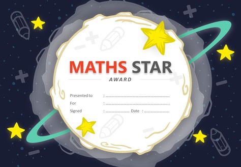 Math Certificates Free, Math Awards Certificates Free Printable, Star Student Certificate, Star Of The Week Certificate, Best Teacher Certificate Template, Participation Certificate Templates, Certificate Layout, Student Certificates, Season Tree