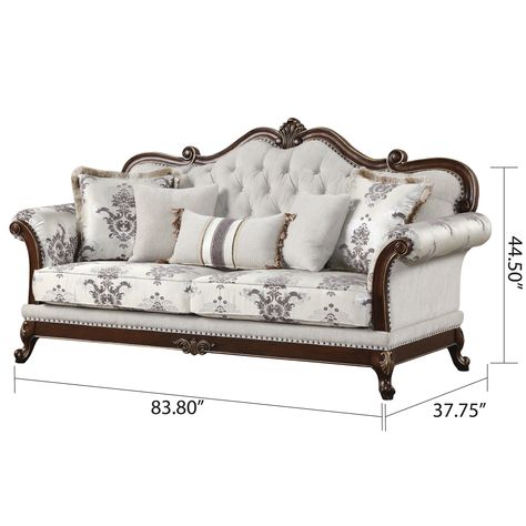 Gloria Traditional Style button tufted Sofa - Bed Bath & Beyond - 38229977 Classic Sofa Styles, Classic Furniture Living Room, Classic Sofa Sets, Button Tufted Sofa, Wooden Sofa Set Designs, Wooden Sofa Designs, Couch Design, Wooden Sofa Set, Furniture Design Wooden