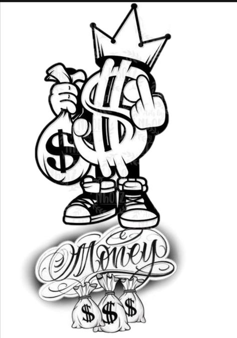 Money Bear Tattoo, Dibujos De Tatuajes Tattoo Ideas, Cold Hearted Tattoo Ideas, Gangsta Tattoos Money, Hand Tattoos For Guys Ideas Design, Cartoons Tattoo Design, Tattoo Ideas Gangster, Doughboy Tattoo, Tattoo Design Drawings For Men