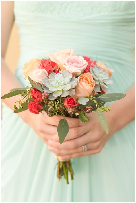 succulent and rose bridesmaid bouquet for Biloxi  wedding party Mini Bridesmaid Bouquet, Faux Succulent Wreath Diy, Rose Bridesmaid Bouquet, Faux Succulent Wreath, Succulent Wreath Diy, Succulent Wedding Cakes, Succulent Wedding Decor, Rose Bridesmaid, Mississippi Gulf Coast