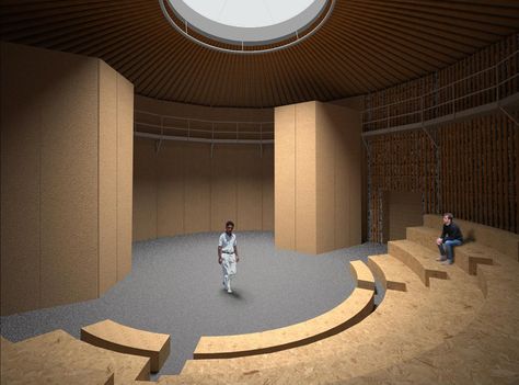 Temporary Theatre, Theatre In The Round, Spaceship Decor, Hall Architecture, Circus Tents, Auditorium Design, Theatre Building, Project Architecture, Theater Architecture