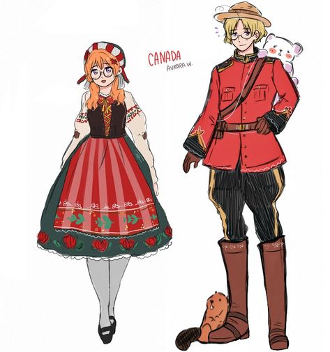 Canadian Costume, Dress Illustration Art, Hetalia Canada, Canada Clothes, Canadian Clothing, Canadian Culture, Hetalia Characters, Dress Illustration, Hetalia Fanart