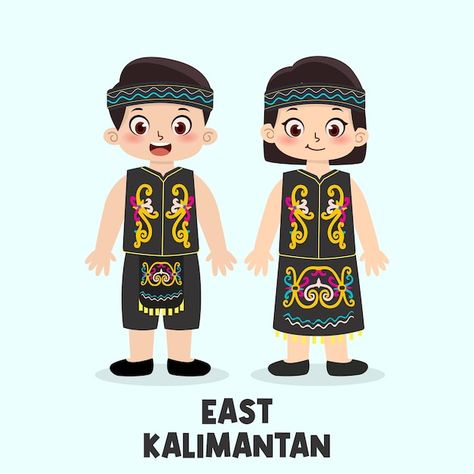 Malaysia Tradisional Clothes, Malay Traditional Clothes Illustration, Traditional Indonesian Clothing, Poster Tarian, Indonesian Clothing, Adat Jawa Timur, East Kalimantan, Nasi Lemak, Pop Up Book