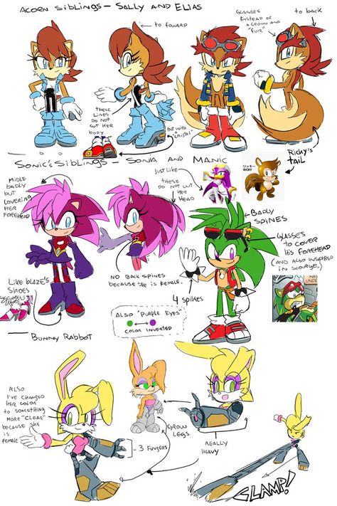 Sonic Comic Characters, Drawloverlala Sonic, Sonic Underground Fanart, Sonic Redesign, Sonic Design, Sonic Au, Sonic Satam, Draw Sonic, Archie Comics Characters