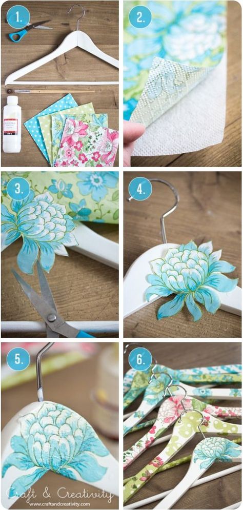 16 Great DIY Hanger Ideas - Pretty Designs Toples Kaca, Hantverk Diy, Hanger Crafts, Hanger Diy, Clothes Hangers, Wooden Hangers, Crafty Craft, Crafty Diy, Diy Projects To Try