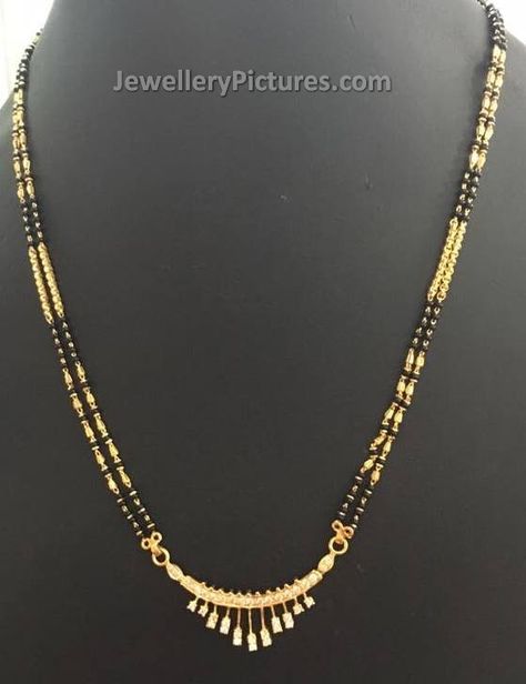 Nallapusalu Designs with Double Chains - Jewellery Designs Gold Nallapusalu Designs, Double Chain Mangalsutra, Nallapusalu Designs Gold Short, Black Beats, Black Gold Necklace, Layer Chain, Gold Bangles For Women, Black Beads Mangalsutra Design, New Gold Jewellery Designs