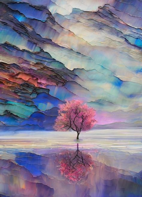 Sonia Lera Preston - Tranquility's Oasis Amora Elyse Ledezma Wallpaper, Sonia Barton Art, Lesser Ury Paintings, Watercolor Experiments, Sonia Lera Preston Painting, Sequoia Painting, Murmuration Art, Watercolor Scenery, Fall Drawings