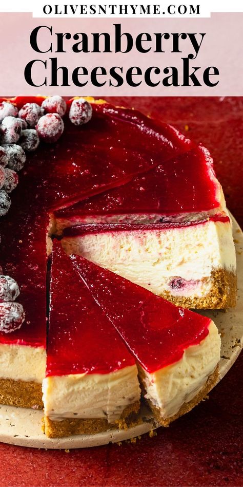 Cranberry Cheesecake Recipes, Swirled Cheesecake, Orange Cheesecake Recipes, Cheesecake Ideas, Coulis Recipe, Xmas Inspiration, Banana Coffee Cakes, Candied Cranberries, Cranberry Dessert