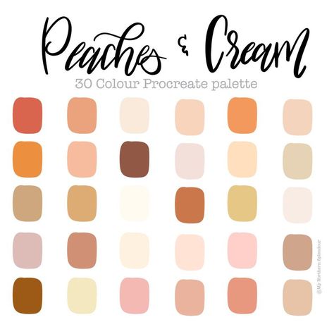 Procreate Colour Palette Peaches & Cream 30 Colours | Etsy Morandi Color Palette, Procreate Colour Palette, Color Thesaurus, Procreate Tools, Procreate Palettes, Color Palette Procreate, Colour Pallettes, Procreate Palette, Morandi Color