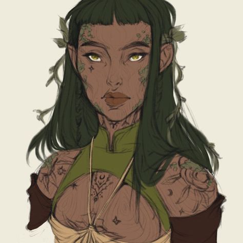 Earth Genasi Female Dnd, Wood Elf Druid Female, Genasi Dnd, Earth Genasi, Character Builder, Dnd Wizard, Dnd Npc, Dark Elves, Elf Druid