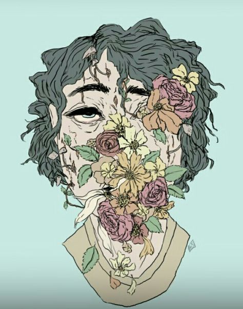 Flower Covering Eyes Art, Plant Gore, Flower Gore, Hanahaki Disease Art, Aesthetic Gore, Disease Art, Imaginative Art, Kintsugi Art, Dope Art