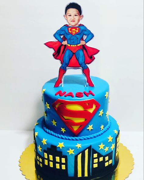 Superman Theme Cake, Superman Birthday Cake, Superman Cake, Superman Birthday Party, Spiderman Cake Topper, Superman Cakes, Superman Birthday, 2nd Birthday Boys, 4 Birthday