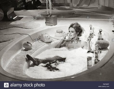 Download this stock image: Brigitte Bardot, circa 1965. File Reference Black And White Bathtub, Bathroom Scene, White Bathtub, Retro Bathroom Decor, Vintage Bathtub, Movie Art Print, Bathroom Posters, Classic Bathroom, Retro Wall Decor