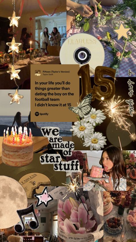 15th birthday! #birthday #inspo #vintage #nature #15 #birthdaygal #music #taylorswift #gracieabrams #art #wallpaper #outfitinspo #quotes #art Turning 15 Birthday Quotes, 15rh Birthday Ideas, Big 15 Birthday, Fifteen Birthday Aesthetic, Fifteenth Birthday Ideas, 15 Taylor Swift Birthday, What To Do For 15th Birthday, Songs For 15th Birthday, Birthday Ideas For 15th Girl