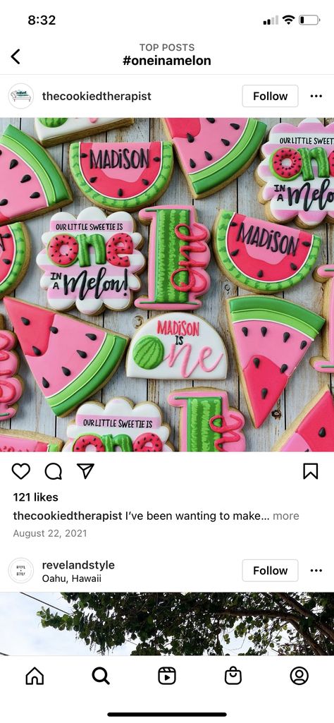 Half Birthday Watermelon Theme, One In A Melon Cookies Decorated, 1st Birthday One In A Melon, Watermelon Birthday Cookies, One In A Melon First Birthday Cookies, Onedermelon Birthday, One In A Melon Cupcakes, Watermelon One Year Old Birthday Party, One In A Melon Birthday Party