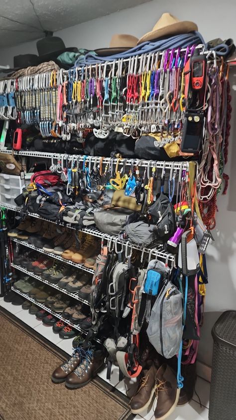 Gear Room Organization, Gear Room, Climbing Gear, Outdoor Climbing, Room Organization, Van Life, Outdoor Gear, Room Inspiration, Cribs