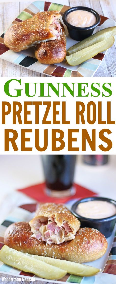 This Pub-Style Pretzel Roll Reuben Sandwich recipe has all the great flavors of a traditional Reuben but packed inside a delicious pretzel. #pubfood #lunchideas #hotsandwiches #reuben #pretzelroll Pretzel Roll Sandwich Recipes, Bar Food Pub, Pretzel Roll Sliders, Pub Sandwiches, Pub Style Recipes, Pretzel Roll Sandwich, Pretzel Roll, Reuben Sandwich Recipe, Recipes Sandwiches