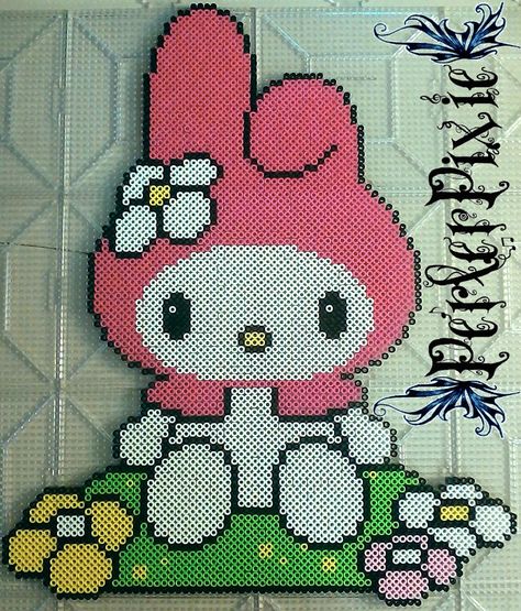 Melody Perler Beads, My Melody Perler, My Melody Perler Beads, Perler Creations, Pearl Beads Pattern, Easy Perler Beads Ideas, Art Perle, Perler Bead Templates, Diy Perler Bead Crafts