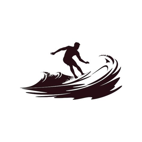 Silhouettes of a surfer surfing the wave... | Premium Vector #Freepik #vector #silhouette #surfing-surfer #surfing #surfboard Surfer Silhouette, Vector Silhouette, Surfing Waves, Iconic Photos, The Wave, Vector Photo, Jewelry Trends, Surfboard, Premium Vector