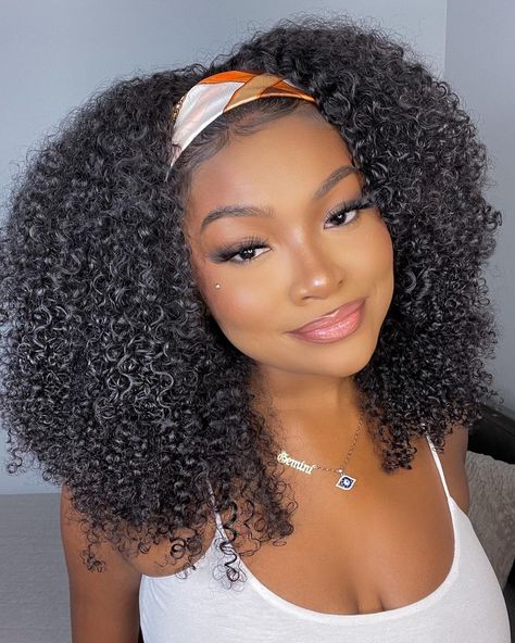 Curly Hair Headband, Wig With Headband, Affordable Human Hair Wigs, Women Afro, Afro Curls, Hair Afro, Curl Hair, Headband Wig, Glueless Wigs