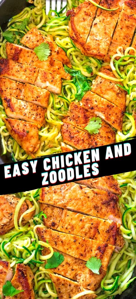 Chicken Zoodles Recipe, Zucchini Noodle And Chicken Recipes, Pesto Zoodles With Chicken, Zucchini Noodles Chicken, Chicken With Zoodles Recipes, Chicken And Zoodles Healthy, Chicken And Zucchini Noodles Recipes, Chicken Zucchini Noodles Recipes, Zoodles And Chicken