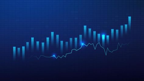 Business candle stick graph chart of stock market investment trading on blue background. Bullish point, up trend of graph. Economy vector design Business Candle, Stock Market Graph, Economy Design, Wedding Background Decoration, Stock Market Investing, Trading Charts, Background Decoration, Wedding Background, Cartoon Images