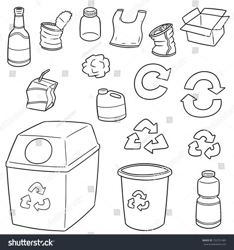 vector set of recycle garbage #Ad , #AFFILIATE, #set#vector#garbage#recycle Trash Drawing, Garbage Recycling, Cartoon Doodle, Drawing Aesthetic, Art Terms, Cute Food Drawings, Easy Doodles Drawings, Doodle Illustration, Drawing Projects