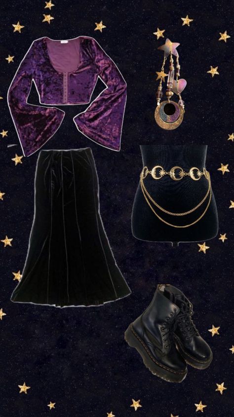 Witchy Outfits, 70s Inspired Fashion, Whimsical Fashion, 70s Inspired, Retro Outfits, Alternative Fashion, Purple And Black, Everyday Outfits, Winter Fashion