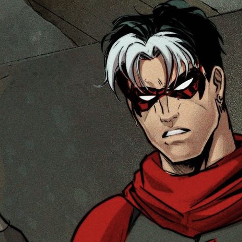 Jason Todd Hairstyle, Jason Todd Hair, Jason Todd Under The Red Hood, Red Hood Redesign, Jason Todd Cosplay, Mallen Streak, White Streak In Hair, Jason Todd Red Hood, Helmet Hair