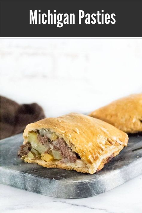 Michigan pasties, also known as Cornish pasties is a handheld meat pie. Pasty Recipe Michigan, Michigan Pasties, Cornish Pastry, Pasties Recipes, Hp Sauce, Cornish Pasties, Hand Pie Recipes, Pastry Shells, Meat Pie