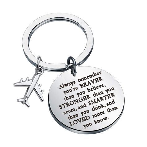 PRICES MAY VARY. Pilot Keychain-Flight Crew Gift-Pilot To Be Gift-Graduation Gift For Pilot Student -Airline Worker Gift-Airline Worker Keychain-Pilot Keychain For Boyfriend. Always remember you're braver than you believe, stronger than you seem, and smarter than you think, and loved more than you know. Material: Stainless steel, it is lead free and nickel free. Stainless Steel is hypo allergenic, it doesn’t rust, change color or tarnish. Size:The round pendant measure 30mm(1.18inch)in diameter.