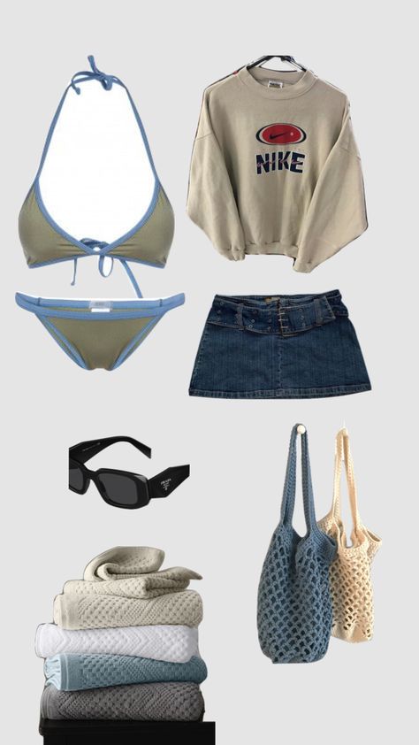 Cold Beach Outfit, Beach Trip Outfits, Bed Inspo, Shuffle Outfits, Aesthetic Shuffles, Outfit Pieces, Beach Ootd, Travel Bag Essentials, 2024 Outfits