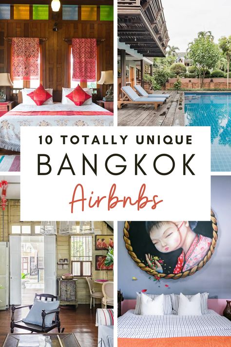 10 totally unique, heritage-inspired Airbnbs in Bangkok. Choose Thailand accommodation with real charm and character. #Bangkok #Thailand #Asia | Where to stay in Bangkok | Travel to Bangkok | Bangkok accommodation Best Airbnb Thailand, Where To Stay In Bangkok, Thailand Accommodation, Thailand Airbnb, Bangkok Aesthetic, Thai Houses, Travelling Thailand, Best Countries To Visit, Thailand Vacation