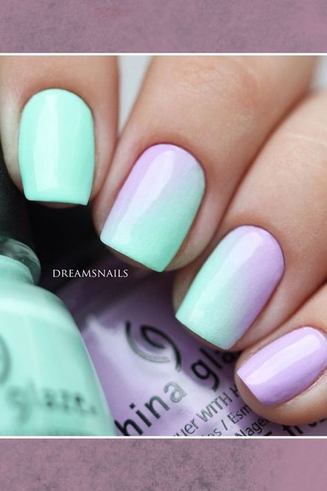 21 Ideas for Ombre Nails That Will Glam Your Look Fantastic Nails, Rusty Nails, Mint Nails, Unghie Sfumate, Pastel Nails Designs, Nails 2018, Nails Ombre, Ombre Nail, Colorful Nails