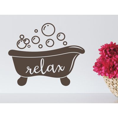 Let bubbles abound during your next relaxing soak. These whimsical wall decals for the bathroom will help you to create a fun yet relaxing feel in your bathroom. Perfect for any space around your bathtub these stickers for bathroom walls will help set the stage for your next relaxing evening. Colour: Brown, Size: 9" H x 11" W x 0.18" D Banner Doodle, Relax Signs, Bathroom Wall Decals, Bathroom Wall Stickers, Bathroom Walls, Relaxing Evening, Vinyl Signs, Bathroom Signs, Cricut Projects Vinyl