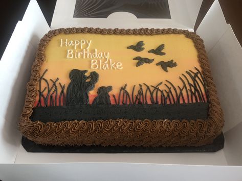 It’s a duck hunting cake for Blake’s birthday celebration! 🦆 This 1/4 sheet white cake is decorated with buttercream frosting. Taste and see that the Lord is good! Cristin loves being able to serve you! Duck Hunting Birthday Cakes For Men, Duck Hunting Birthday Cake, Duck Hunting Sheet Cake, Duck Hunting Cakes For Men, Hunting Sheet Cake, Hunting Cake Ideas, Duck Hunting Birthday Party, Outdoors Birthday Cake, Duck Hunting Cakes