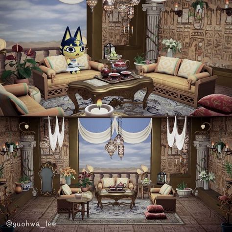 Acnh Living Rooms Ideas, Safari House, Happy Home Paradise, Egyptian Design, Animals Crossing, Happy Home Designer, Animal Crossing Characters, Acnh Ideas, Animal Crossing Villagers