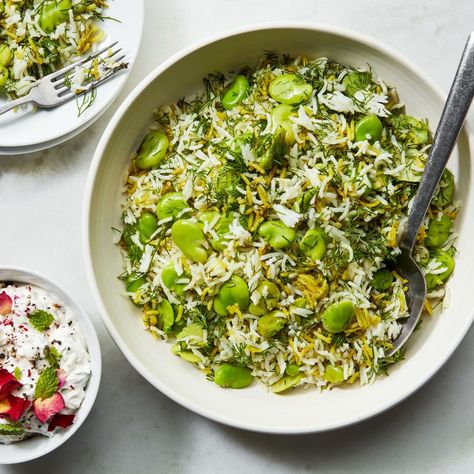 Green Rice Recipe, Grains Recipes, Salad Potato, Persian Rice, Work Recipes, Persian Green, Fava Bean, Green Rice, Iranian Food