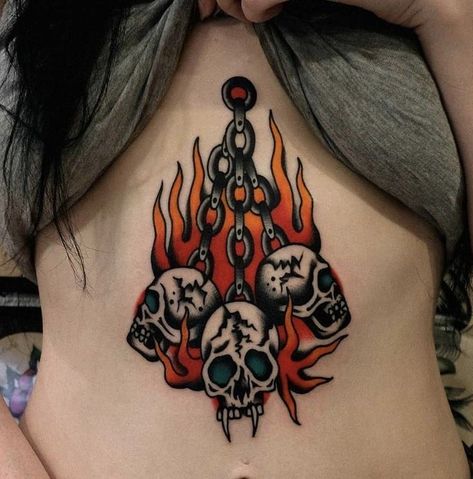 Hanging Skulls, Skulls Tattoo, Traditional Tattoo Inspiration, Chain Tattoo, Saved Tattoo, Tattoo Skull, Elbow Tattoos, Tatuaje A Color, Traditional Tattoo Design