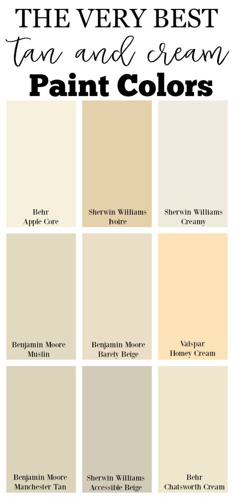 Creme Paint Colors Sherwin Williams, Cream Tan Paint Colors, Cream Colour Wall Paint, Creamy Tan Paint Colors, Creamy Neutral Paint Colors, Creamy Beige Paint Colors, Tan Paint Colors, Makeup Names, Cream Paint Colors