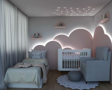 Nursery Daycare, Cloud Bedroom, Luxury Baby Room, Room Paintings, Daycare Decor, Nursery Rooms, Babies Room, Rooms Decor