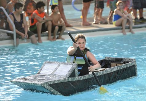 Cardboard boat races a big event in Live Oak - Appeal-Democrat: News Making A Boat Out Of Cardboard, Cardboard Box Boats, Cardboard Boat Race, Cardboard Boat, Lego Boat, Pedal Boat, Outdoor Play Space, Kids Cafe, Make A Boat