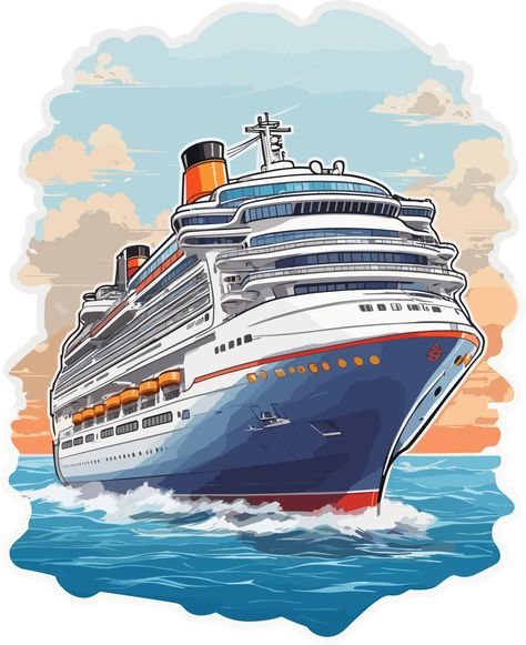 Cruise Ship Illustration, Cruise Illustration, Ship Poster, Sea Art, Cityscape Photos, Logo Banners, Cruise Ships, Amazing Art Painting, Nature Backgrounds