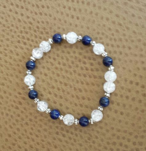 Lapis and clear crackle glass beads. Stretch. $ 25 Crackle Glass Bead Bracelet, Crackle Glass Beads Bracelet Ideas, Glass Bead Bracelet, Beaded Jewlery, Bracelet Ideas, Crackle Glass, Glass Beaded Bracelets, Bead Bracelets, Crochet Art