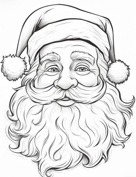 Santa Claus Drawing, Christmas Sketch, How To Draw Santa, Santa Paintings, Santa Coloring Pages, Free Christmas Coloring Pages, Christmas Coloring Sheets, Santa Pictures, White Drawing