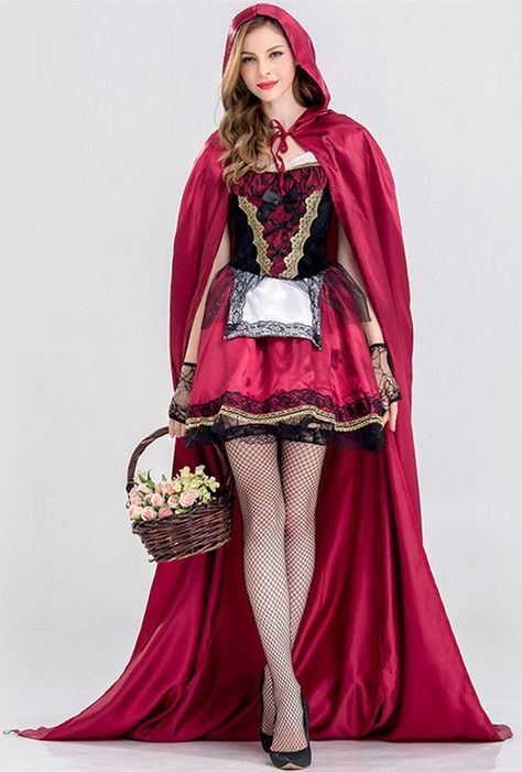 Red Riding Hood Cosplay, Cloak Outfit, Little Red Riding Hood Costume, Riding Hood Costume, Red Riding Hood Costume, Womens Dress Suits, Fantasias Halloween, Dress Halloween Costume, Princess Outfits