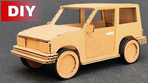 Simple Cardboard Car. How to make a Simple Car with Cardboard? Thermocol Craft, Cardboard Box Car, Cardboard Car, Tiny Cars, Car Craft, Creative Block, Diy Cardboard, Diy Car, Box Car